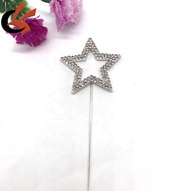 double row diamate bling bling star shape silver crystal rhinestone cake topper