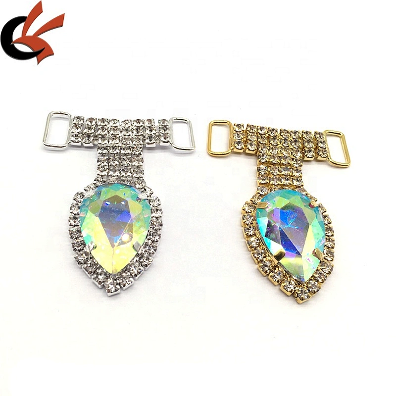 Factory Price Rhinestone Alloy Material Bikini Connector Accessories Crystal Buckle For Bikini Swimwear