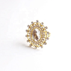 custom vintage zinc alloy acrylic diamond oval clear rhinestone napkin ring in bulk