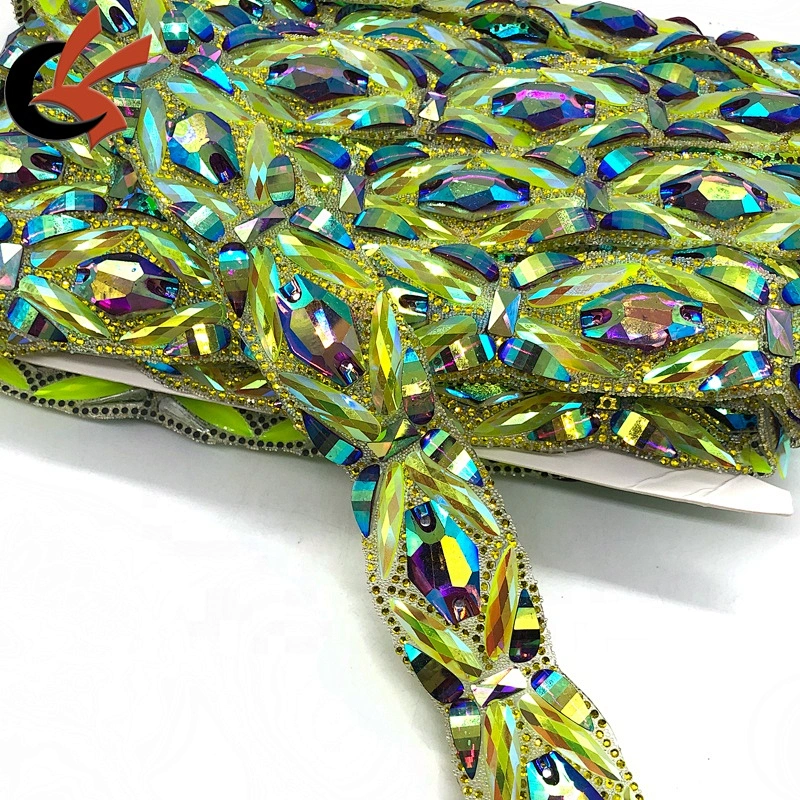 Carnival costume decoration applique iron on trim hot fix rhinestone motif trimming