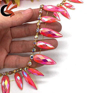 Carnival costume decoration bling bling AB pink colors drops rhinestone trimming