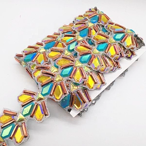 custom wholesale DIY decoration colors resin tape hot fix rhinestone ribbon chain trimming