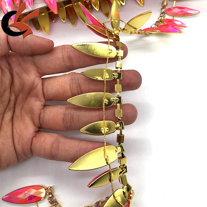 Carnival costume decoration bling bling AB pink colors drops rhinestone trimming