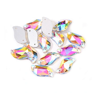 wholesale sew on S shape crystal glass stone for garment dress decoration
