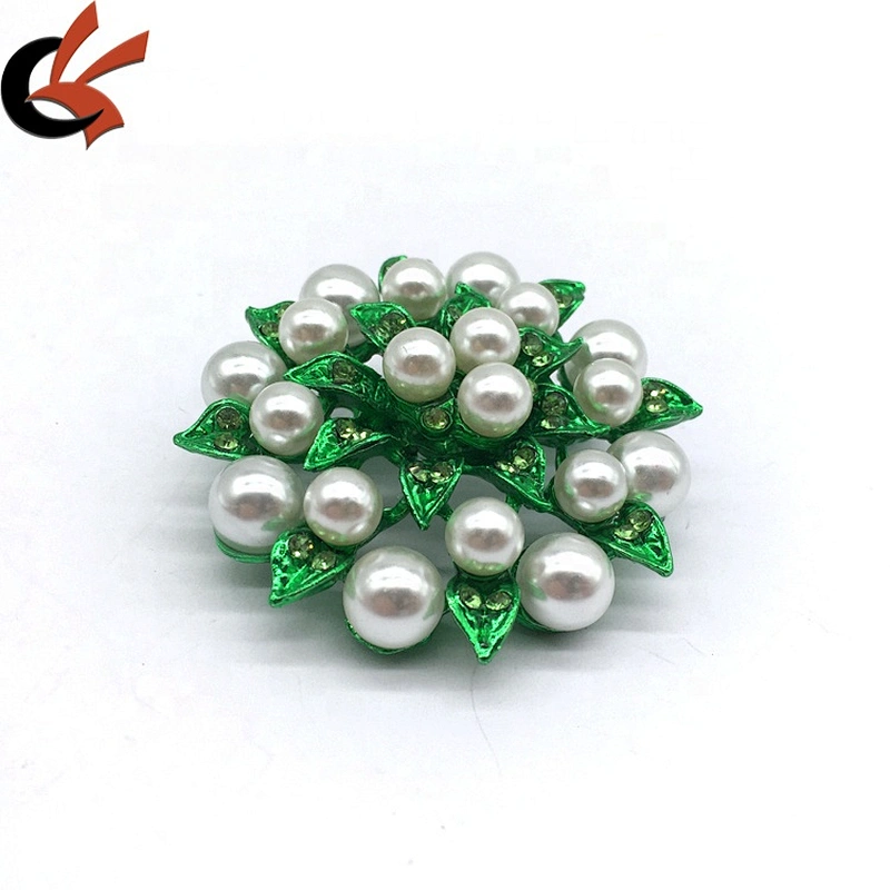 Hot sell fashion imitative pearl beaded crystal colored base rhinestone brooch pins