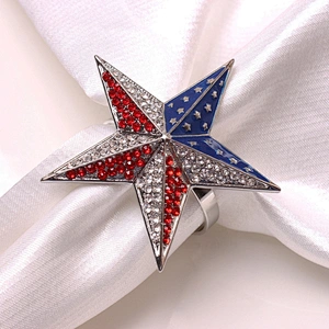 New design American flag guard five-pointed star disposable metal napkin ring for hotel banquet table accessory
