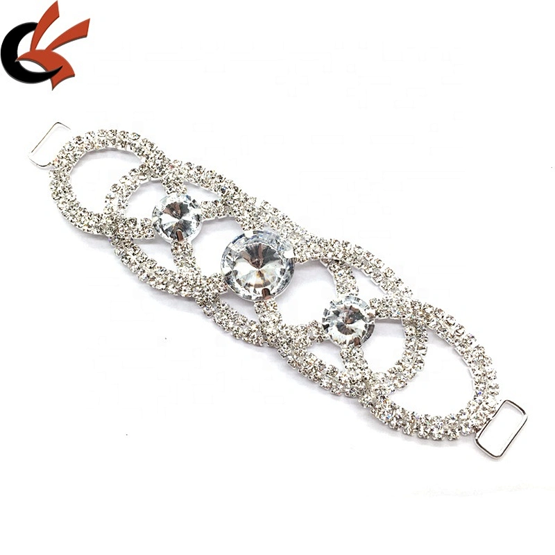 Wholesale shiny crystal bikini hardware fancy belt diamante bikini connector for swimwear accessories