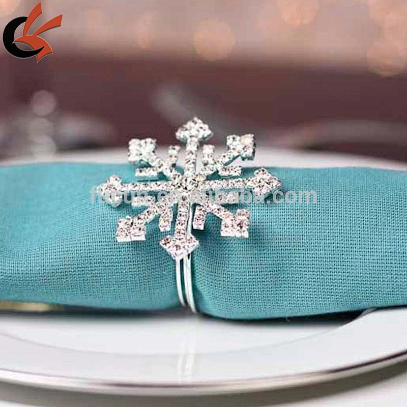 high quality snowflake rhinestone napkin ring for table decoration