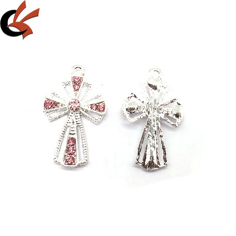Custom Cross Design Crystal Boy & Girls Rhinestone Button For Garment Accessories Necklace Pendant Buckle