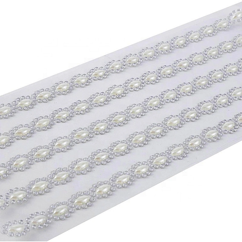 Custom Self Adhesive pearl rhinestone gems sticker for Craft decorative Border Trim