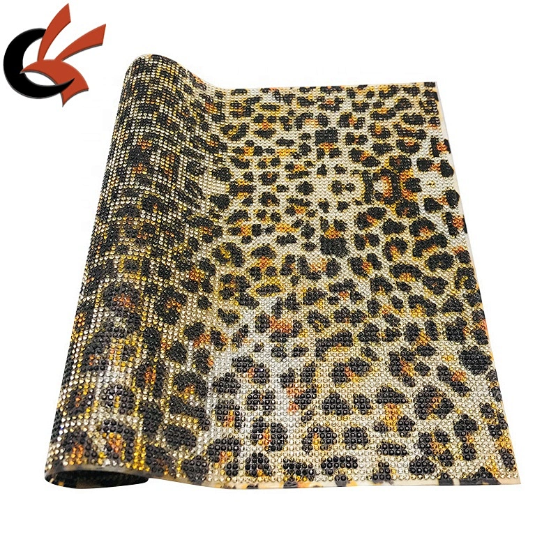 Wholesale Leopard Print Hotfix Rhinestone Sheet Mesh