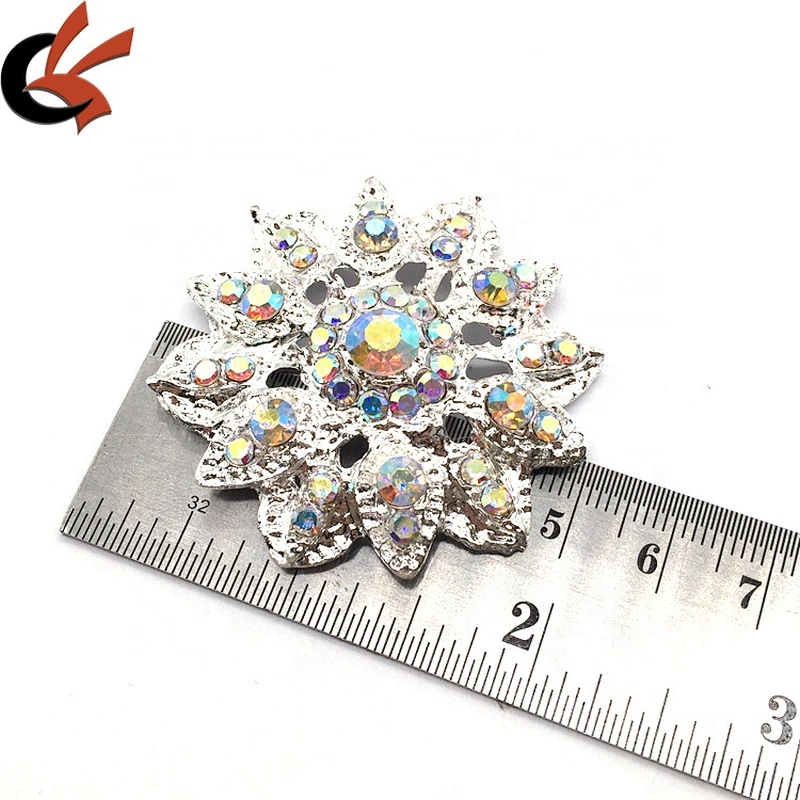 Rhinestone Crystal Brooch Buckle with Metal Loop Round Big Buttons for Sewing Crystal Shank Button Wholesale