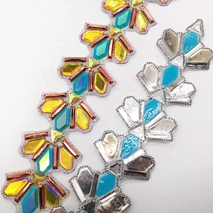 custom wholesale DIY decoration colors resin tape hot fix rhinestone ribbon chain trimming