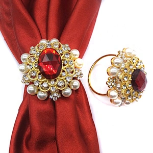 2020 Luxury Pearl Rhinestone Napkin Ring for table decoration