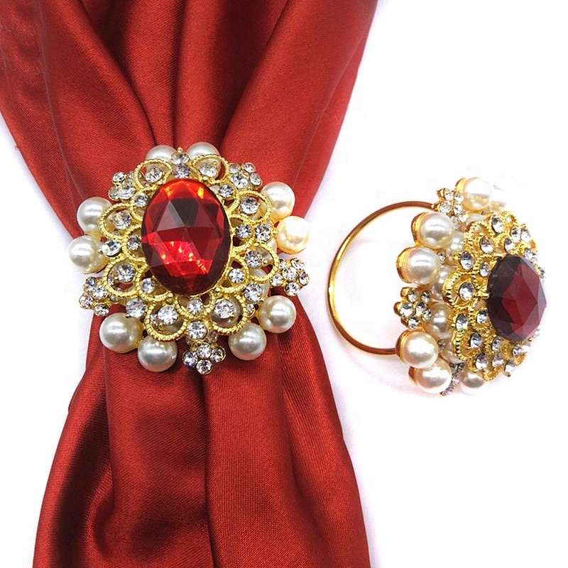 2020 Luxury Pearl Rhinestone Napkin Ring for table decoration