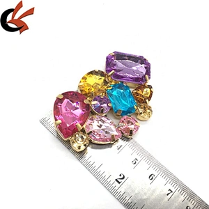 Guangzhou factory shoe accessories welding colored crystal clip on shoe buckle clip for women sandal