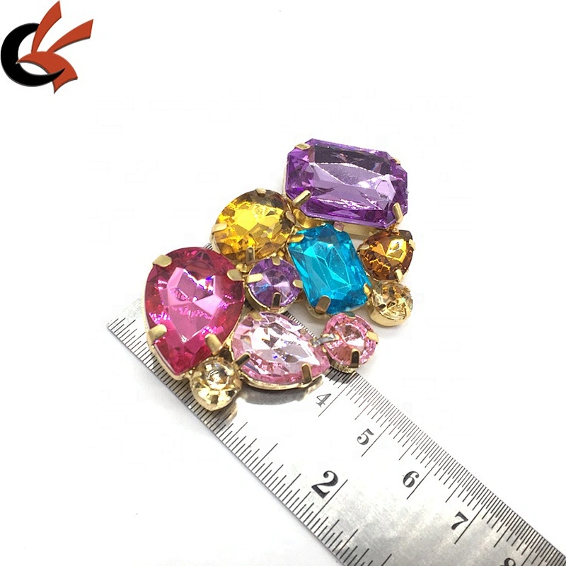 Guangzhou factory shoe accessories welding colored crystal clip on shoe buckle clip for women sandal