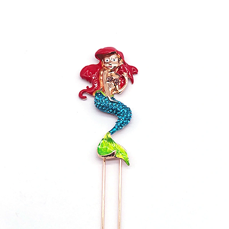 New shelves Enamel rhinestone crystal mermaid Cake topper for cupcake decoration