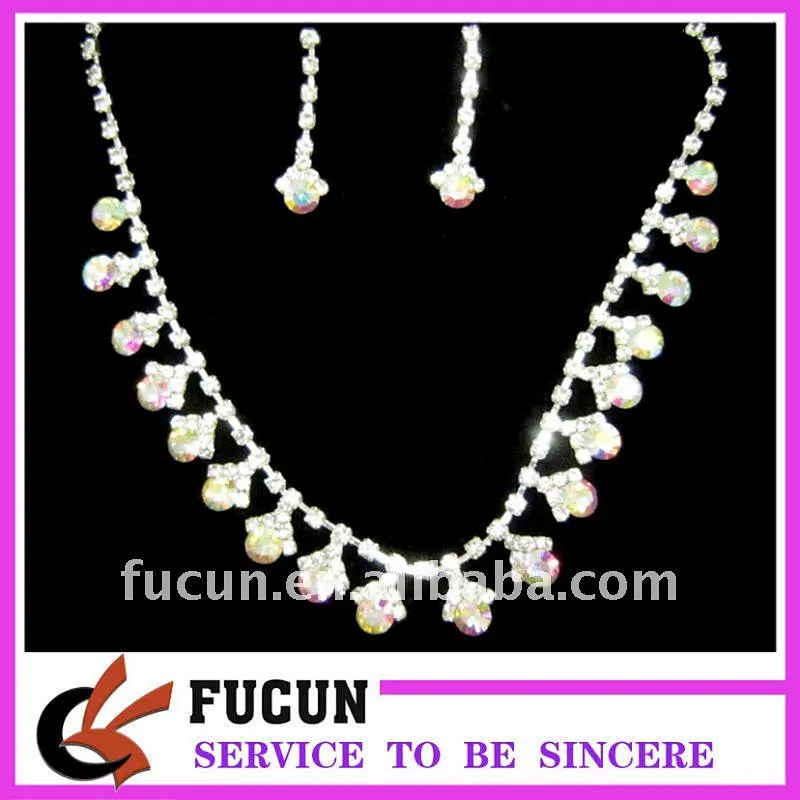 popular wedding bridal necklace set, fashion jewelry diamond necklace and earring set