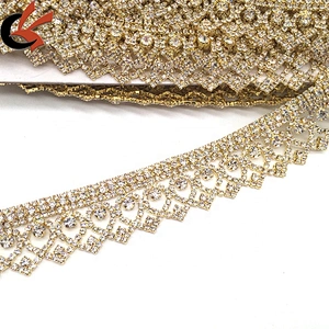 New product 2021 high quality wholesales crystal jewelry fashion gold plating fringe rhinestone trims