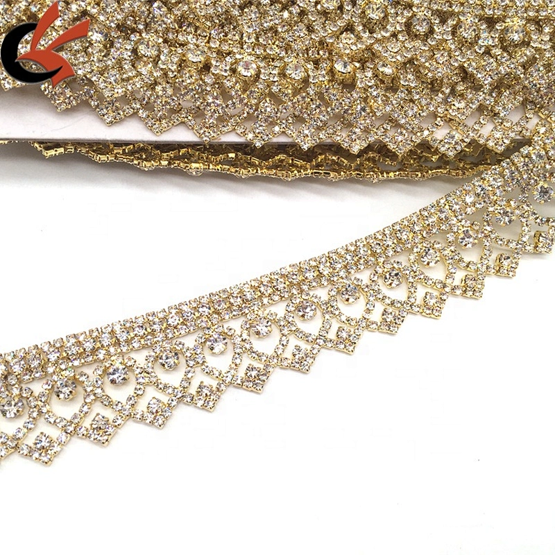 New product 2021 high quality wholesales crystal jewelry fashion gold plating fringe rhinestone trims