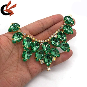 Factory Making New Design Green Rhinestone Bikini Connectors Rhinestone Metal Chain Connector