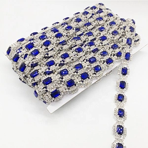 High Quality new style royal blue jewelry crystal rhinestone trims for clothing decoration