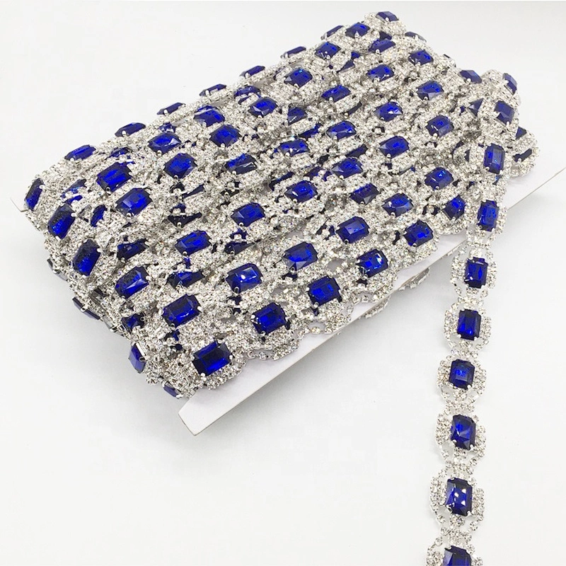 High Quality new style royal blue jewelry crystal rhinestone trims for clothing decoration
