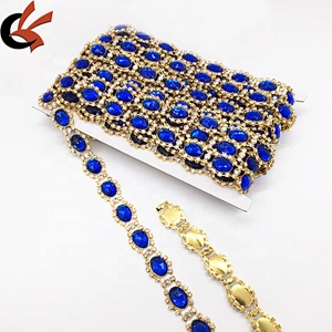 Various colors in stock long crystal bluk rhinestone beads trims colored rhinestone trimming edging chain