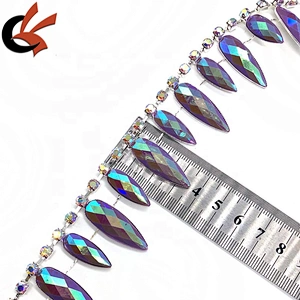 Fancy Drops tassel trimming shining AB colors rhinestone chain trimming
