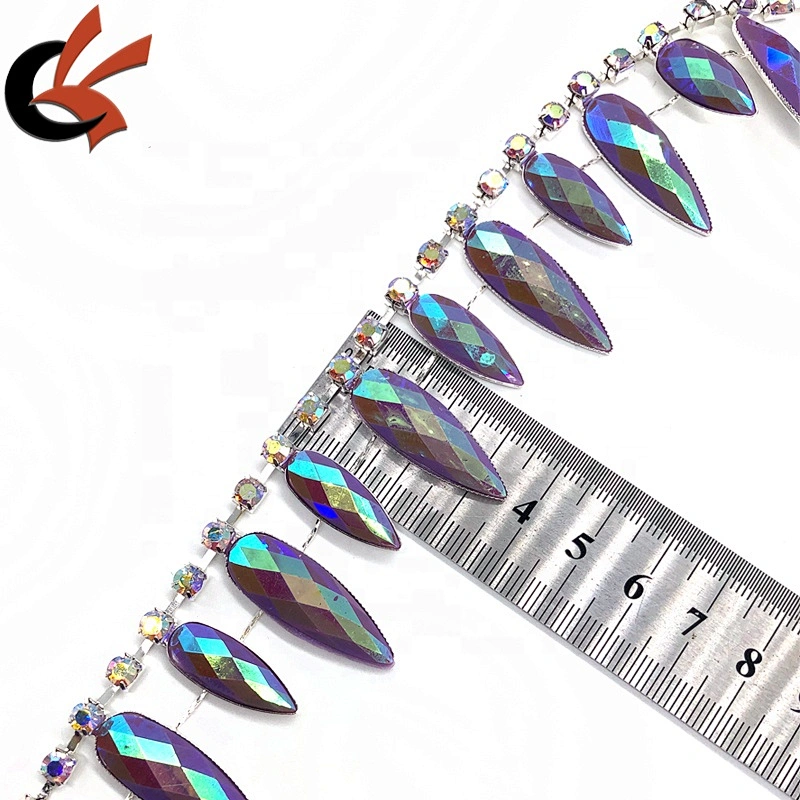 Fancy Drops tassel trimming shining AB colors rhinestone chain trimming
