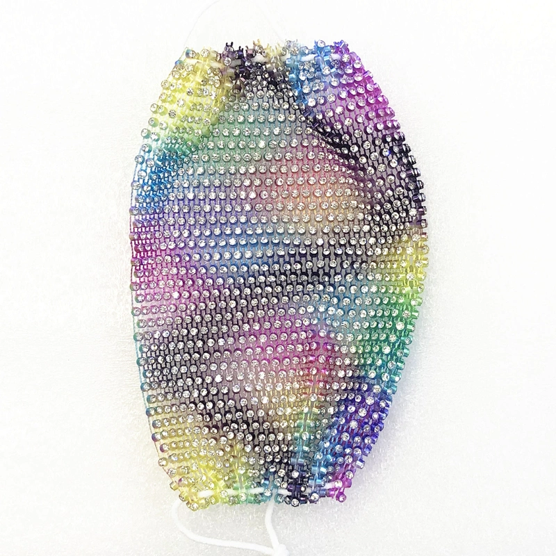 Neon Color Rhinestone Crystal Face Mask Stretch Net Face Veil Club Party Wearing
