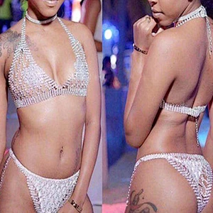 2020 fashion sexy rhinestone body key chain bra chain body jewelry