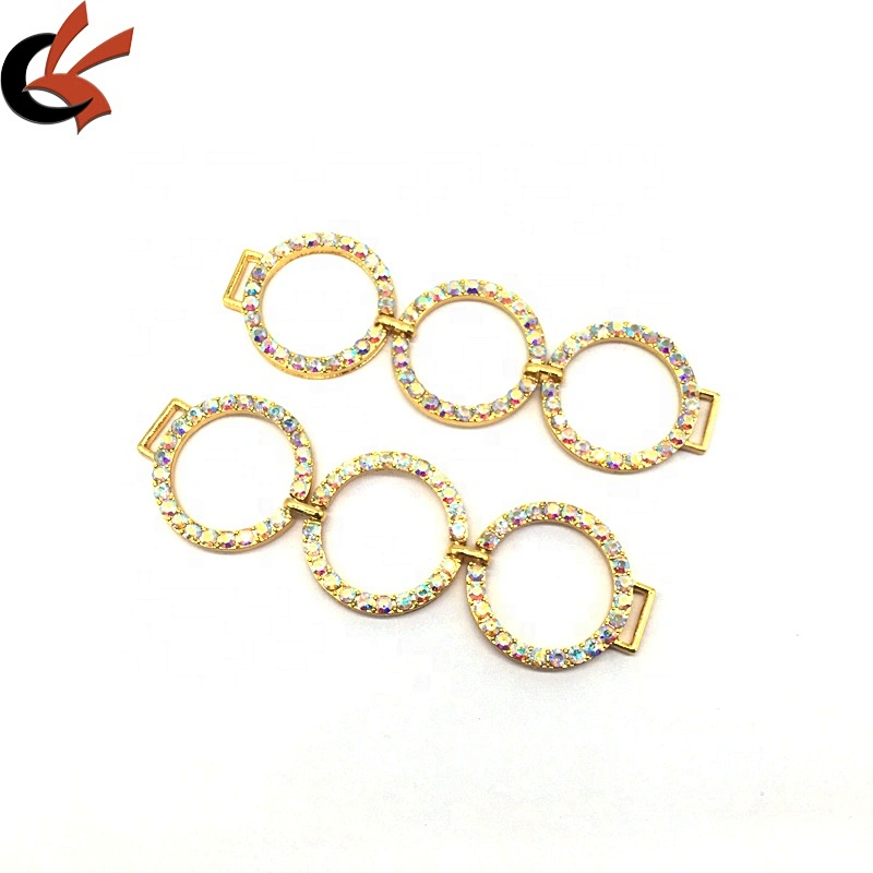 Hot Sale New Fashion Rhinestone Gold Plated Three Circles Metal Accessories Bikini Connector