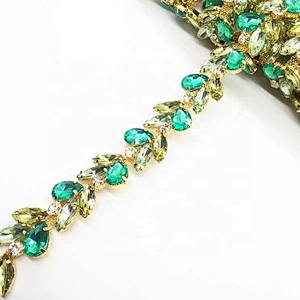 By Yard mix color crystal acrylic rhinestone chain trim for wedding dress belt and shoes