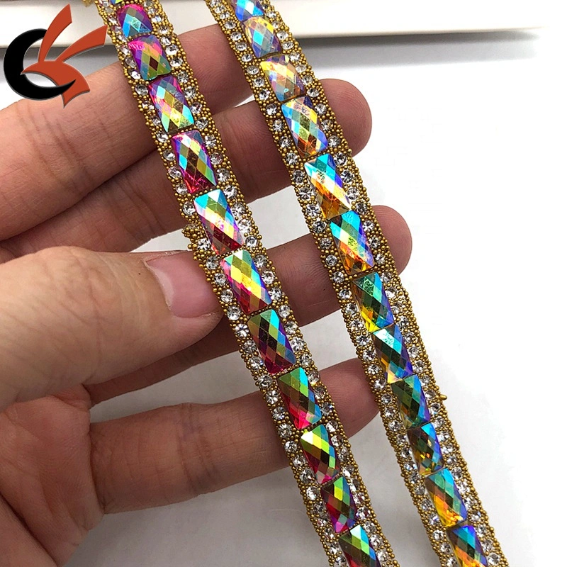Carnival dress edging heat transfer rhinestone crystal ribbon trimming