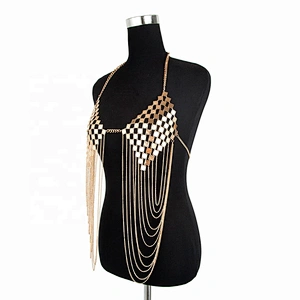 New Product Hot Selling Sequin Metal Bra Clothing Chain Long Tassel Layered Sexy Slave Body Bikini Chain