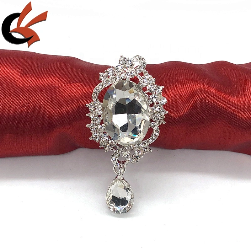 Shining Fashion large glass gem crystal Napkin Ring Wholesale Rhinestone Ring of Napkin