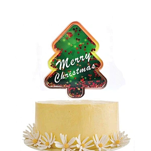 New Arrival Bling Bling Glitter Christmas tree  Acrylic Cake Topper