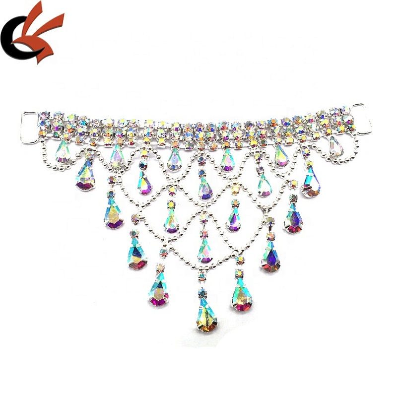Crystal pendant ab bikini diy design swimwear flexible rhinestone tassels bikini connector for sell
