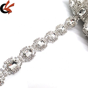 Wholesale Factory Make Clear Silver Rhinestone Beaded Trims For Wedding Dress