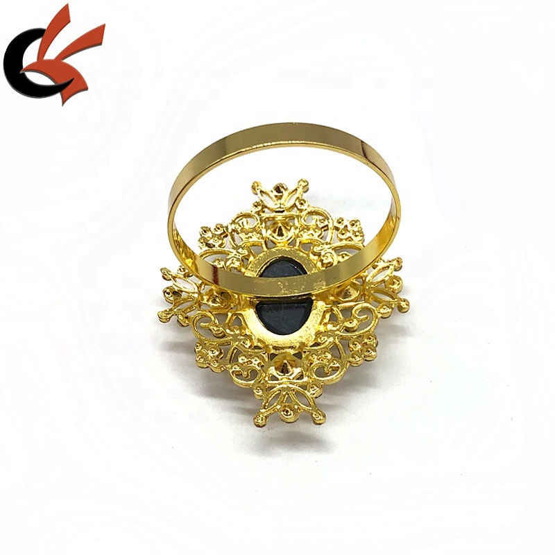 Wedding party table decoration gold plated clear glass crystal rhinestone napkin rings