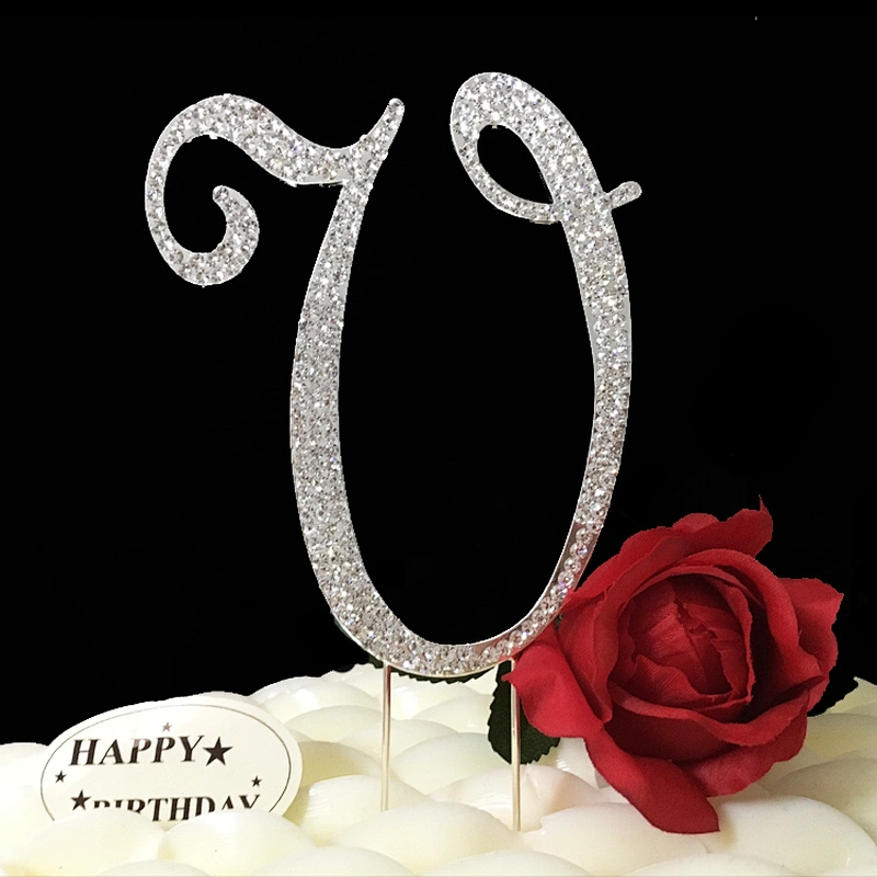 fashion hot sale 12cm silver plating Crystal Rhinestone letter M cake topper