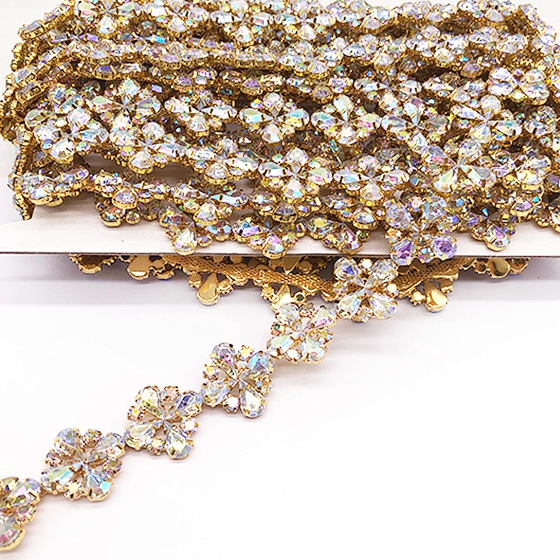 Cheap price Factory gold rhinestone trimming for hair accessories