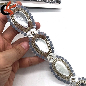 beautiful clear crystal rhinestone iron on fancy tape trimming