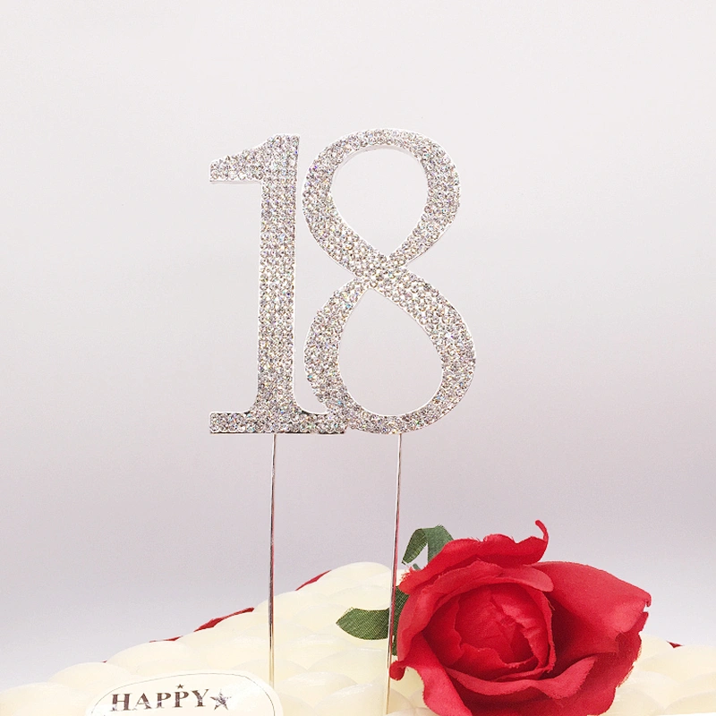Wholesale number rhinestone wedding birthday cake topper number decoration for wedding