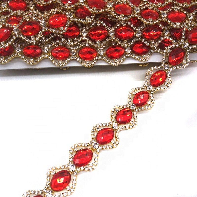 28mm oval Costume jewelry Red Crystal Cup Rhinestone Trimming