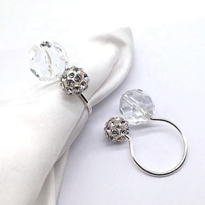 New Arrival Silver Steel Wire Round Metal Crystal Wedding Napkin Ring For Wedding Party Napkin in bulk