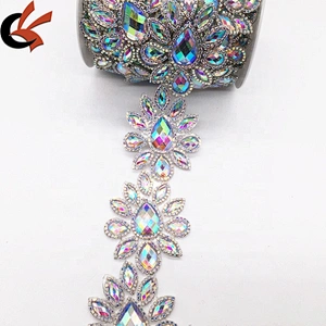 Custom DIY carnival dress fashion floral sheet crystal ab hotfix transfer trims rhinestone banding tape