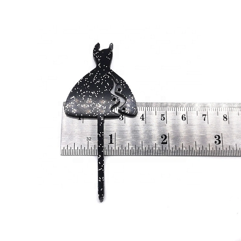 Cupcake Pick Black Glitter min Little Black Dress Acrylic Cake Topper